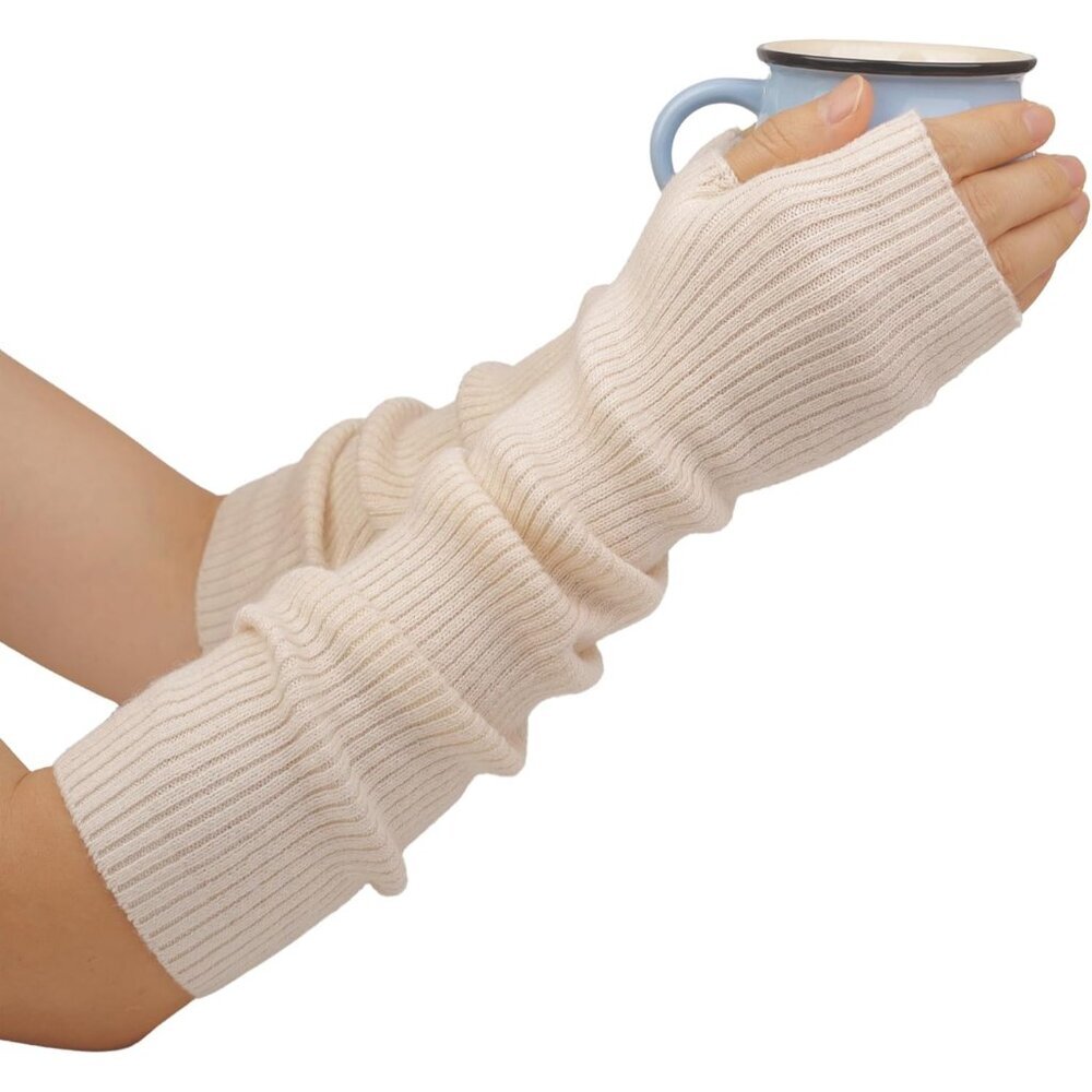 Cashmere Blended Arm Warmer for Women Winter Fingerless Gloves Knit Mitten Glove